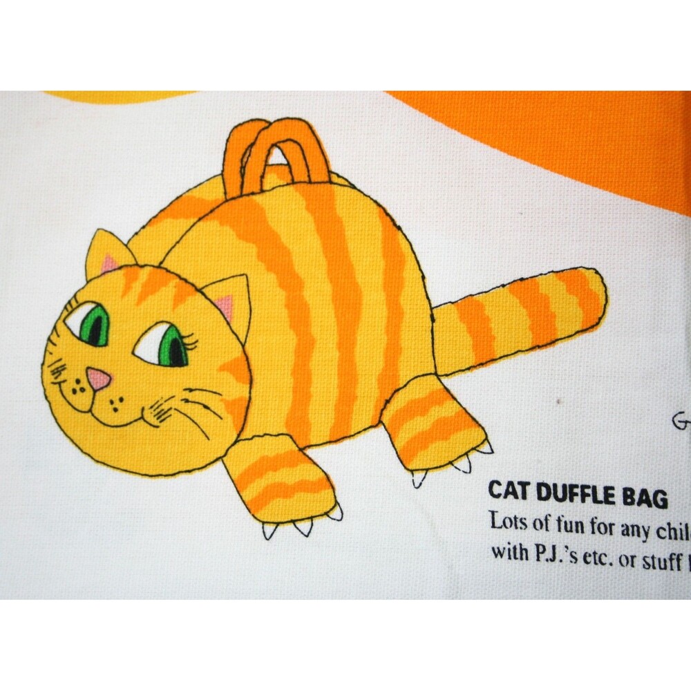 Cat Duffel Bag Cut and Sew Fabric Panel Craft Project ~ Manes Organization